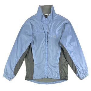 The North Face Trail Running Blue Grey Nylon Hard Shell Windbreaker Jacket